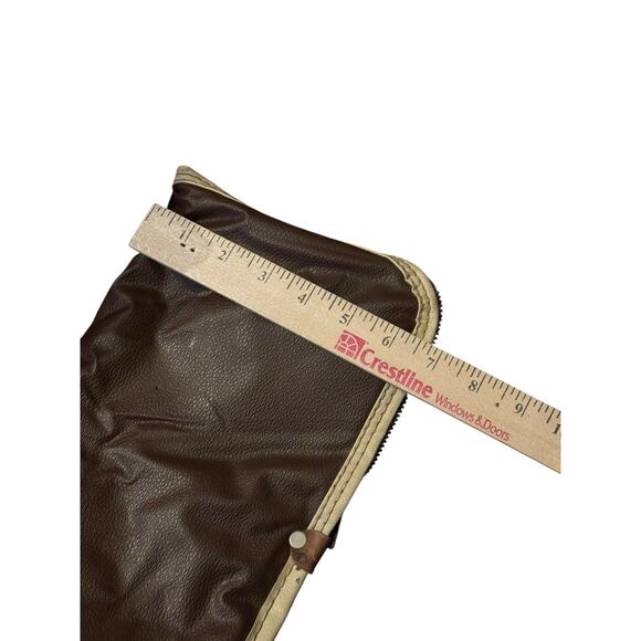 Vintage Brown Vinyl Gun Soft Case Zipper & Handles Tan Trim Labeled 56 40 READ - Picture 8 of 8